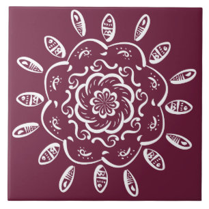 Mulberry Mandala Ceramic Tile