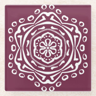 Mulberry Mandala Glass Coaster
