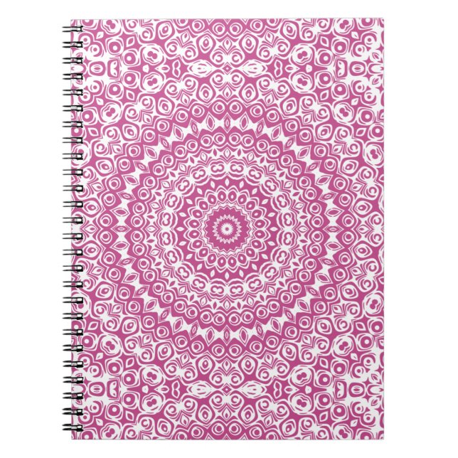 Mulberry Mandala Pink Kaleidoscope Design Notebook (Front)