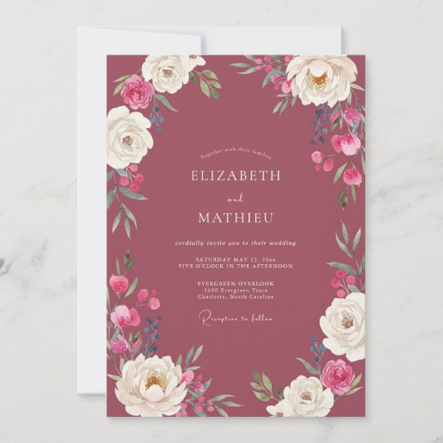 Mulberry Painted Wedding Invitation (Front)