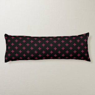 Mulberry polka crosses on black body cushion