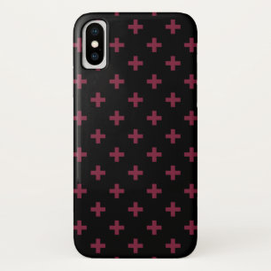 Mulberry polka crosses on black iPhone x case