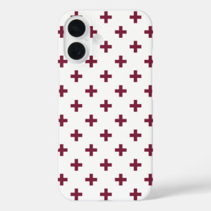 Mulberry polka crosses on white iPhone 16 case