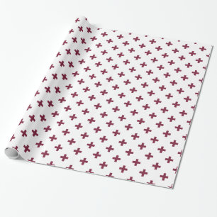 Mulberry polka crosses on white wrapping paper