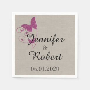 Mulberry Purple Butterfly Wedding Napkin