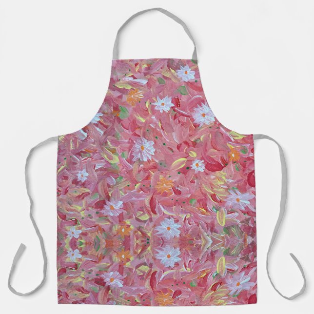 Mulberry Red Floral Apron (Front)