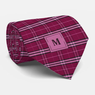 Mulberry Red Plaid Monogrammed Tie