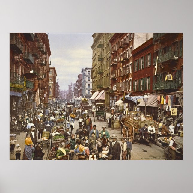 Mulberry Street Market New York City 1900 Poster (Front)