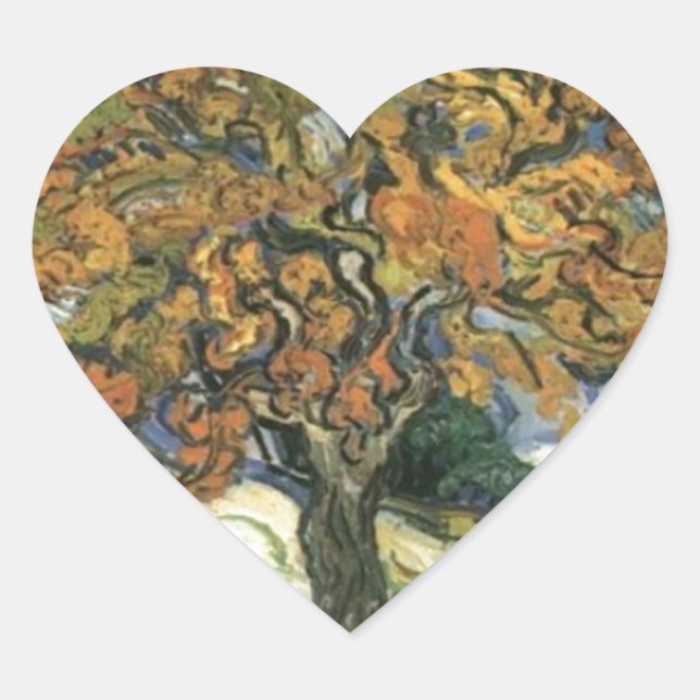 Mulberry Tree by van Gogh Heart Sticker (Front)