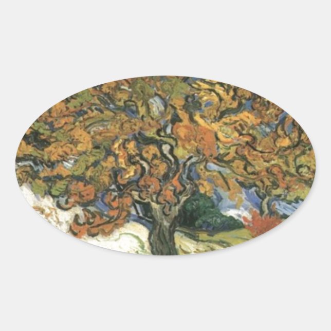Mulberry Tree by van Gogh Oval Sticker (Front)
