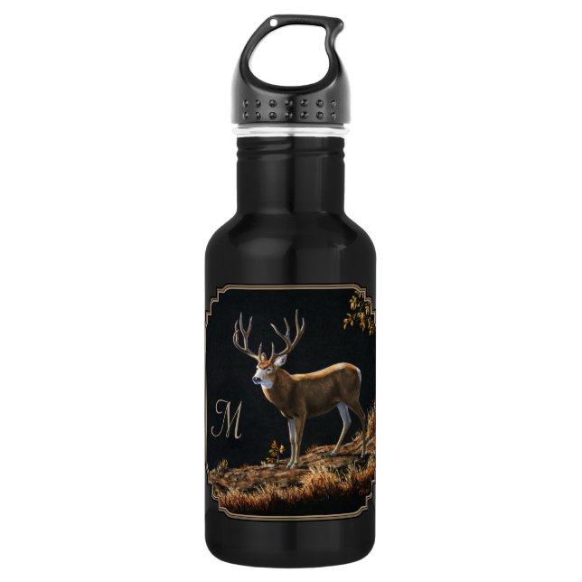 Mule Deer Buck Autumn Trophy Antlers Monogram 532 Ml Water Bottle (Front)