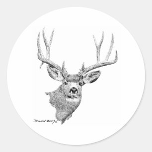 Mule Deer Classic Round Sticker