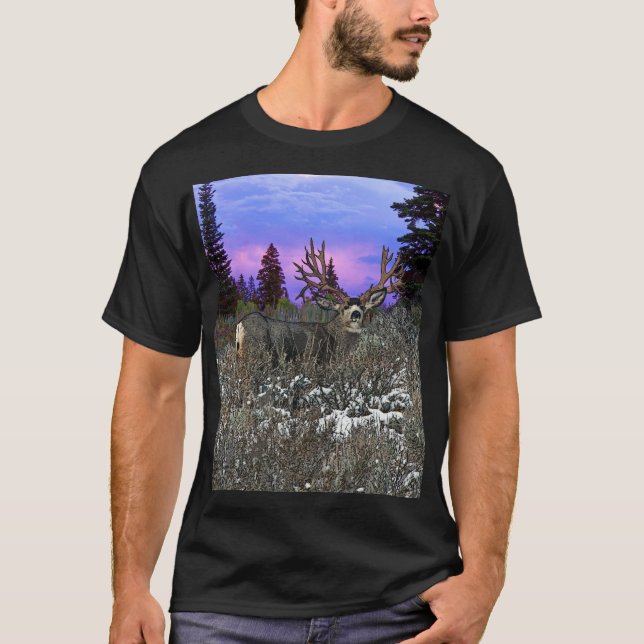 Mule deer custom backgrounds T-Shirt (Front)