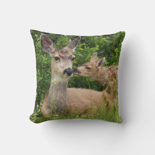 Mule Deer Doe with Fawn Cushion (Front)