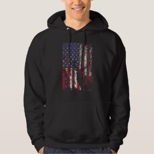 Mule Deer Hunter Bowhunting Patriotism American Bo Hoodie