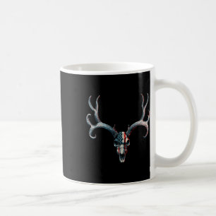 Mule Deer Hunting - American Flag On Buck Skull Coffee Mug