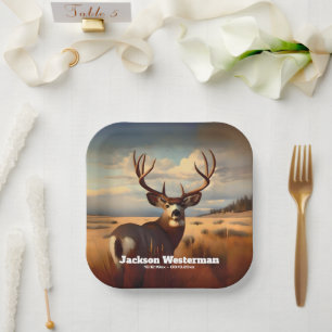 Mule Deer on Prairie Memorial Paper Plate