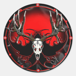 Mule deer skull classic round sticker