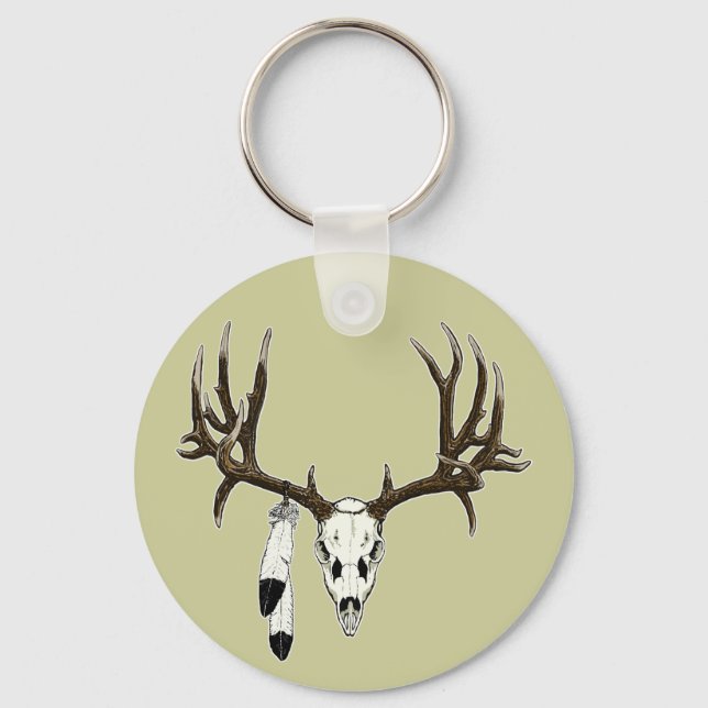 Mule deer skull eagle feather key ring (Front)