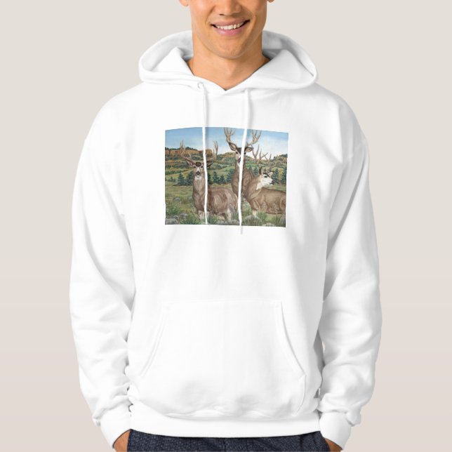 Mule Deer Wildlife Art Hoodie (Front)