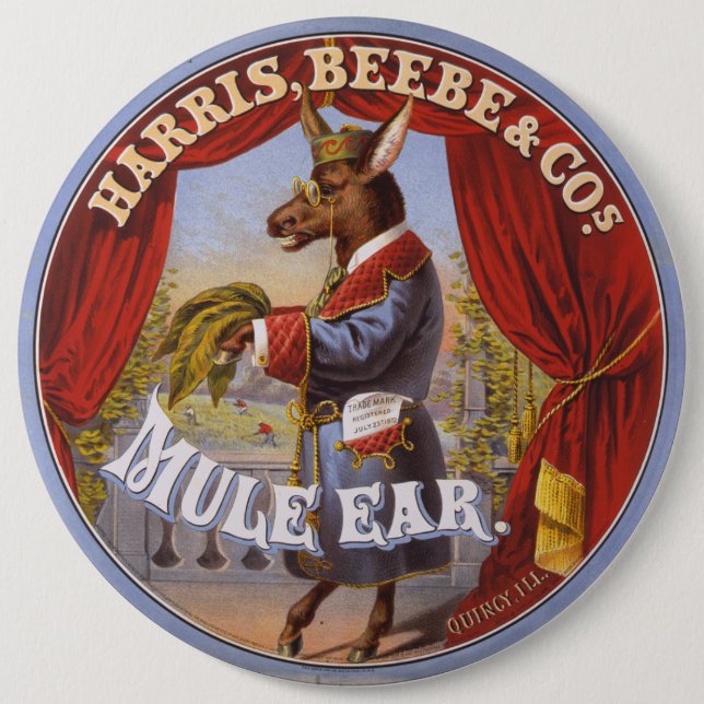 Mule Ear Tobacco Label 6 Cm Round Badge (Front)