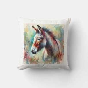 Mule in watercolor 210924AREF132 - Watercolor Cushion