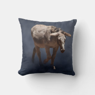 Mule on Smokey Grey Background Cushion