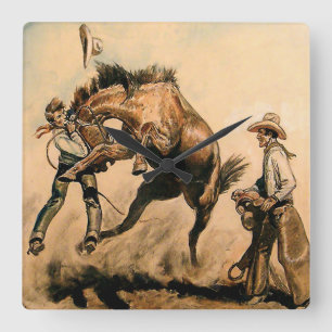 “Mule” Western Art by Will James Square Wall Clock