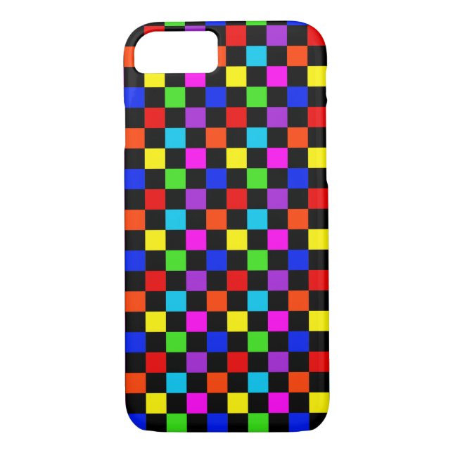 Mulit-coloured Neon Chequered Case-Mate iPhone Case (Back)