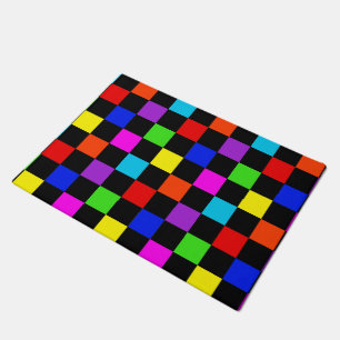 Mulit-coloured Neon Chequered Doormat