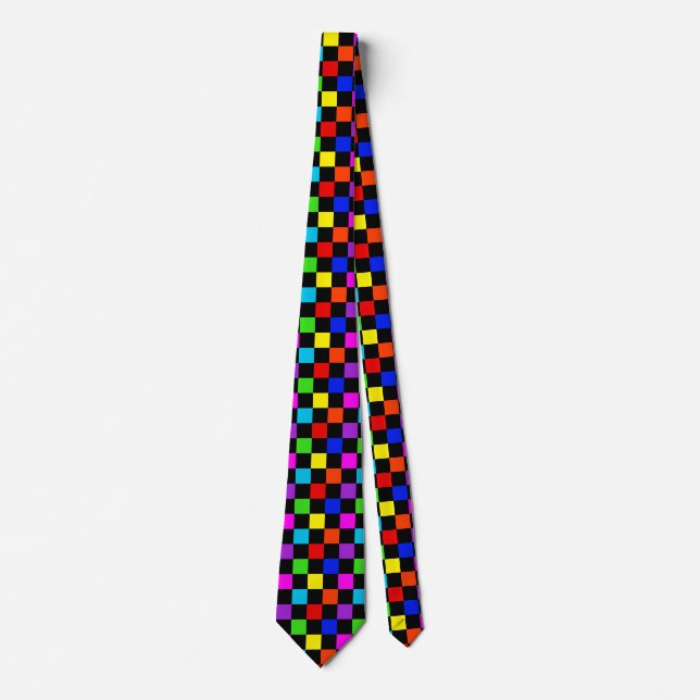 Mulit-coloured Neon Chequered Tie (Front)