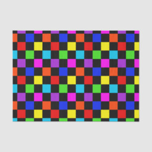 Mulit-coloured Neon Chequered Tissue Paper