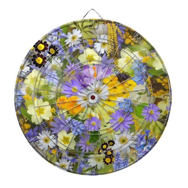 MULITCOLORED FLORAL BACKGROUND PATTERN DARTBOARD (Front)