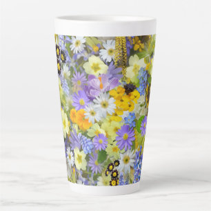 MULITCOLORED FLORAL BACKGROUND PATTERN LATTE MUG