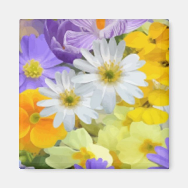 MULITCOLORED FLORAL BACKGROUND PATTERN MAGNET (Front)