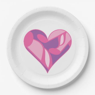 Mulitcolored Music Note Heart Pattern Paper Plate