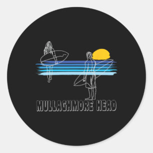 Mullaghmore Head Surfing Beach Surf Guy Girl Classic Round Sticker