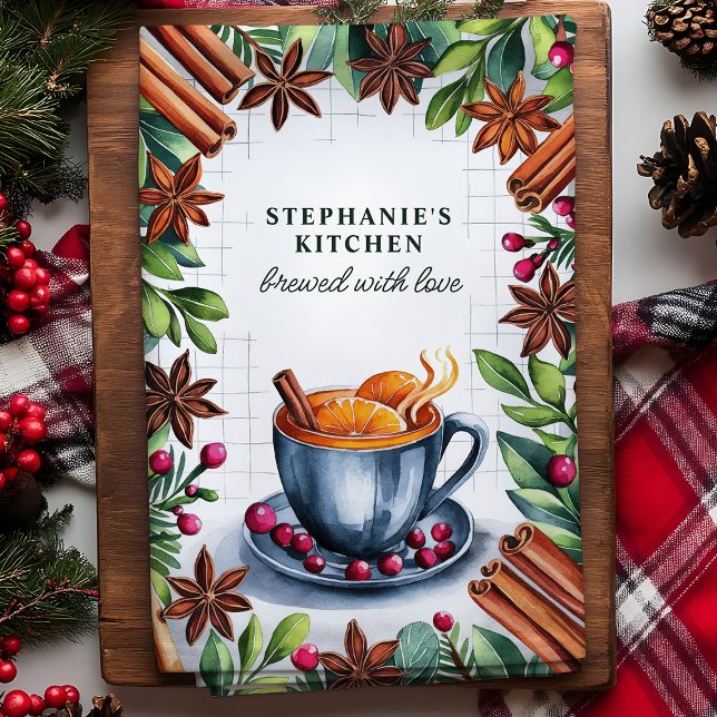 Mulled Cider Personalised Christmas Tea Towel (Creator Uploaded)