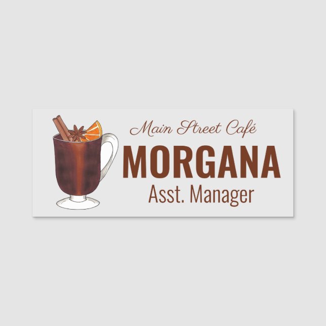 Mulled Red Wine Winter Drink Café Restaurant Name Tag (Front)
