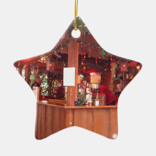 Mulled Wine Booth in Hamburg Ceramic Tree Decoration (Front)