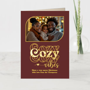 Mulled Wine Cozy Vibes Christmas Photo Foil Holiday Card