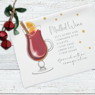 Mulled Wine Drink Holiday Christmas Recipe Tea Towel