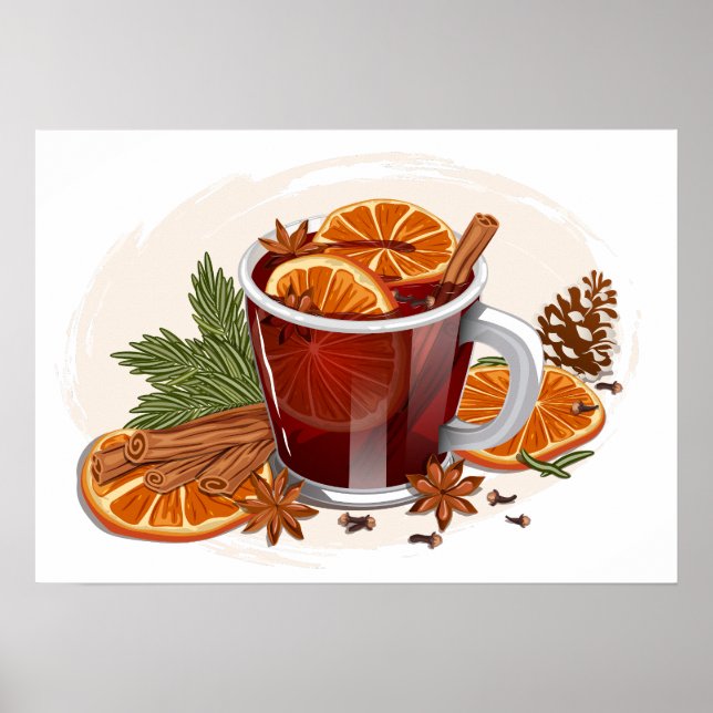 Mulled Wine Festive Christmas Beverage Artwork Poster (Front)