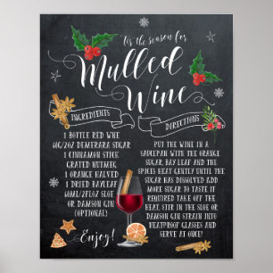 Mulled Wine recipe Christmas Holiday print