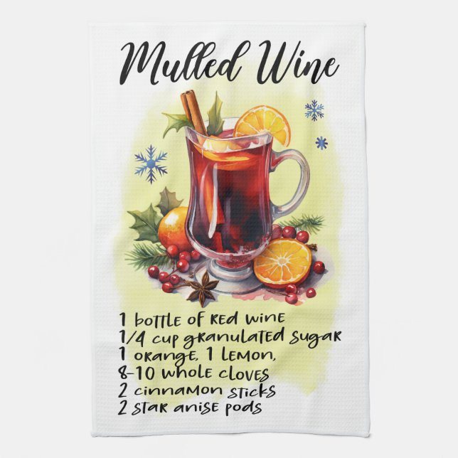 Mulled Wine Recipe Christmas recipy design Tea Towel (Vertical)