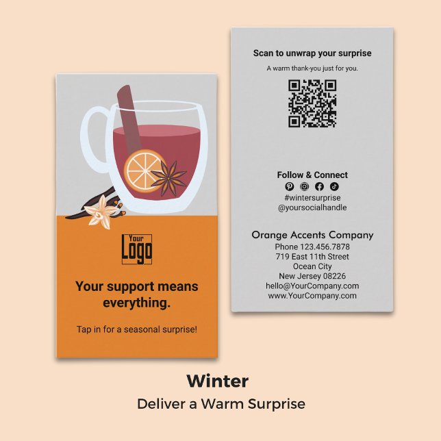 Mulled Wine Theme - Surprise QR Winter Thank You   Business Card (Mulled Wine Theme - Surprise QR Winter Thank You Business Card)