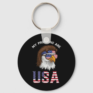 Mullet Eagle My Pronouns Usa 4th Of July Men Women Key Ring