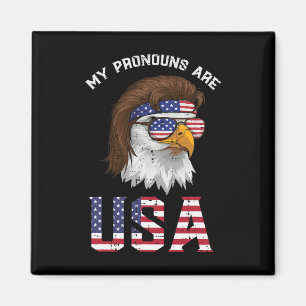 Mullet Eagle My Pronouns Usa 4th Of July Men Women Magnet