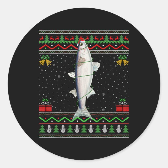 Mullet Fish Lover Matching Ugly Mullet Christmas T Classic Round Sticker (Front)