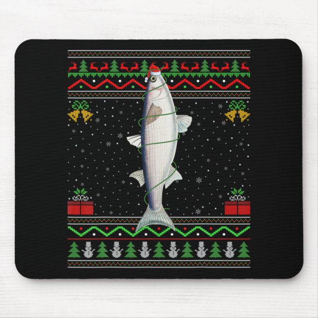 Mullet Fish Lover Matching Ugly Mullet Christmas T Mouse Pad (Front)
